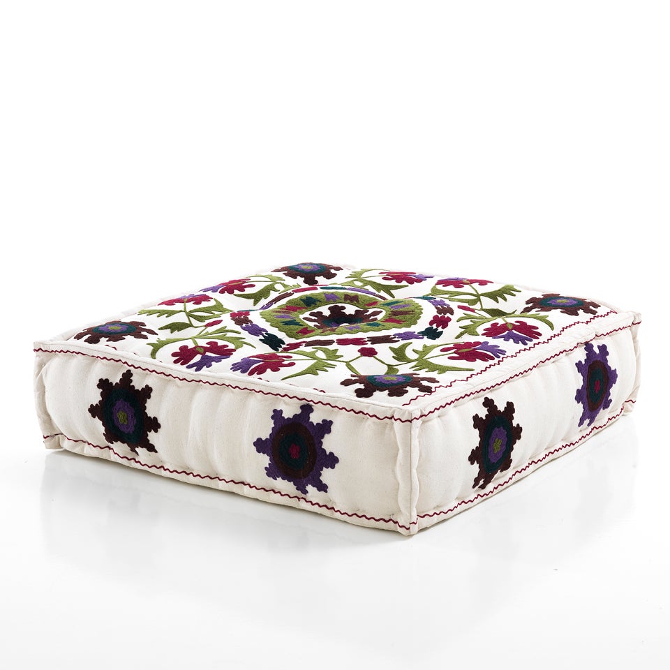 Pouf Quadrato Yantra White L.80 X P.80 X H.20cm | Leroy Merlin