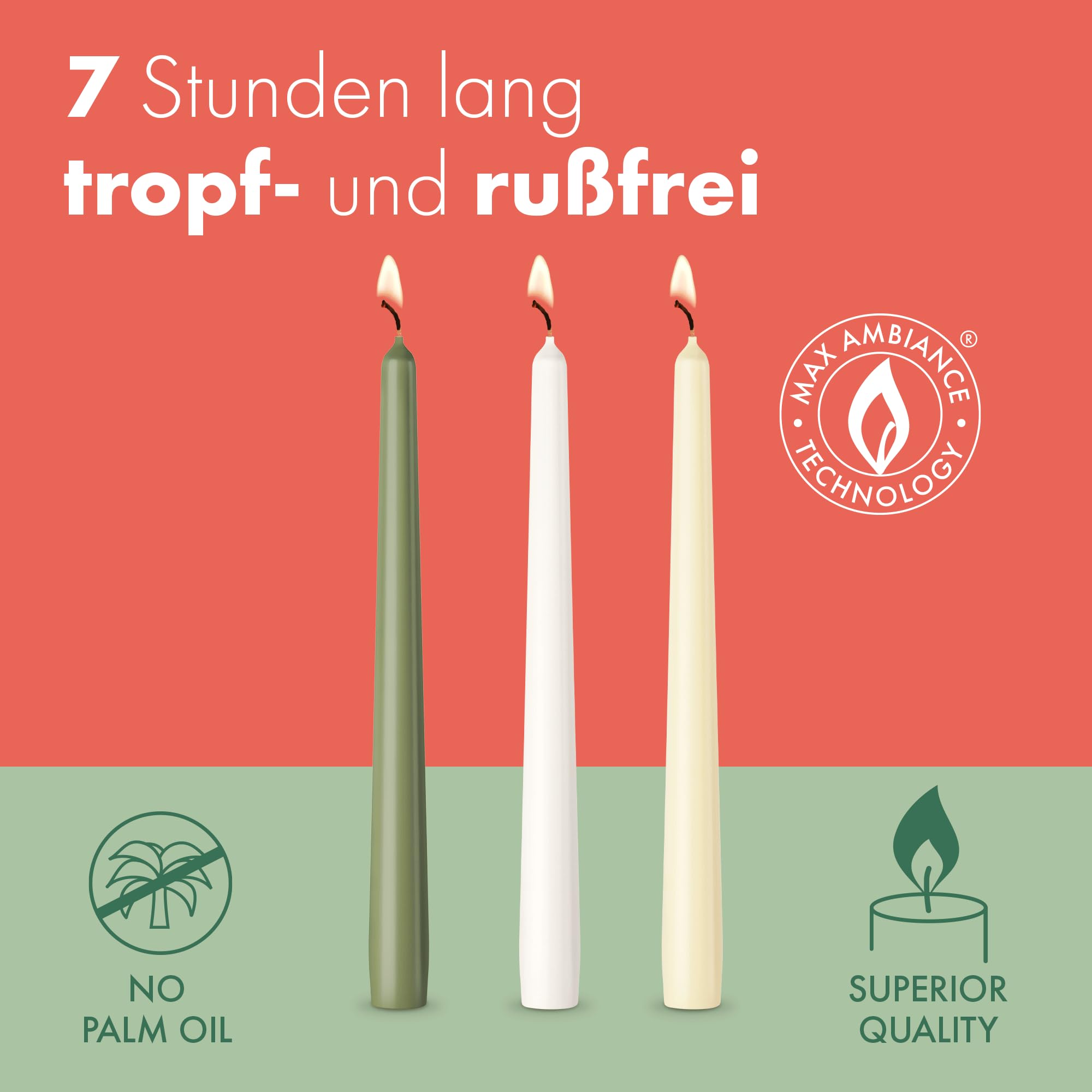 Bolsius Candele affusolate – Avorio – Confezione da 8 – 24,5 cm – Candele decorative per la casa – Durata di 7 ore – Inodore – Cera vega - 2