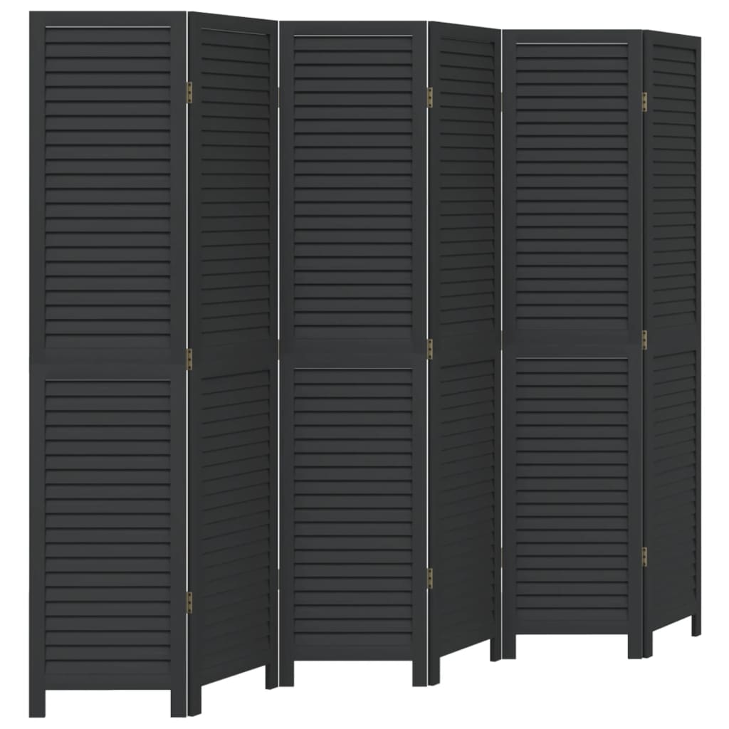 Biombo separador de 6 paneles | biombo divisor | paravientos madera maciza paulownia negro cfw50663