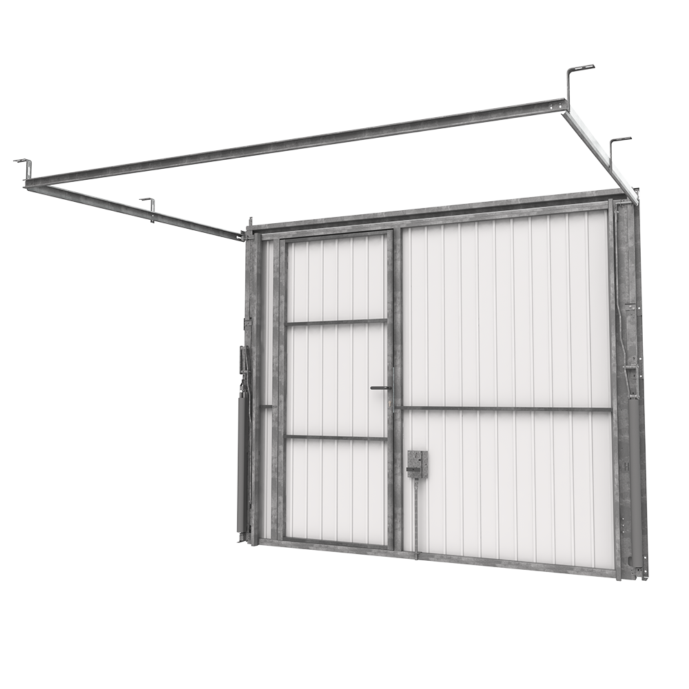 Porte de garage basculante manuelle META débordante avec portillon - H200 x l.240 cm blanc - 4