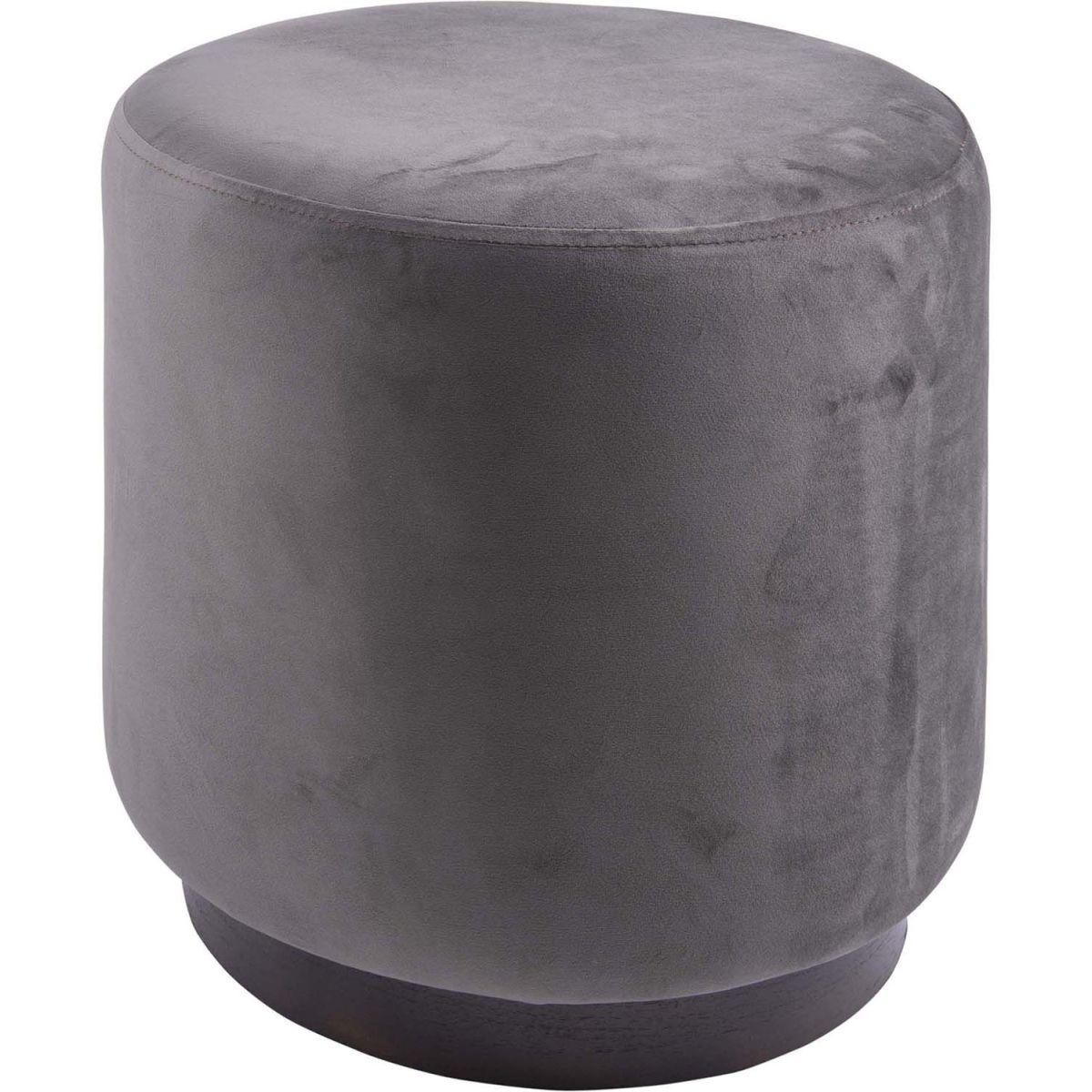 Pouf Rond Velour Pouf rond en velours et bois Gris Leitmotiv | Leroy Merlin