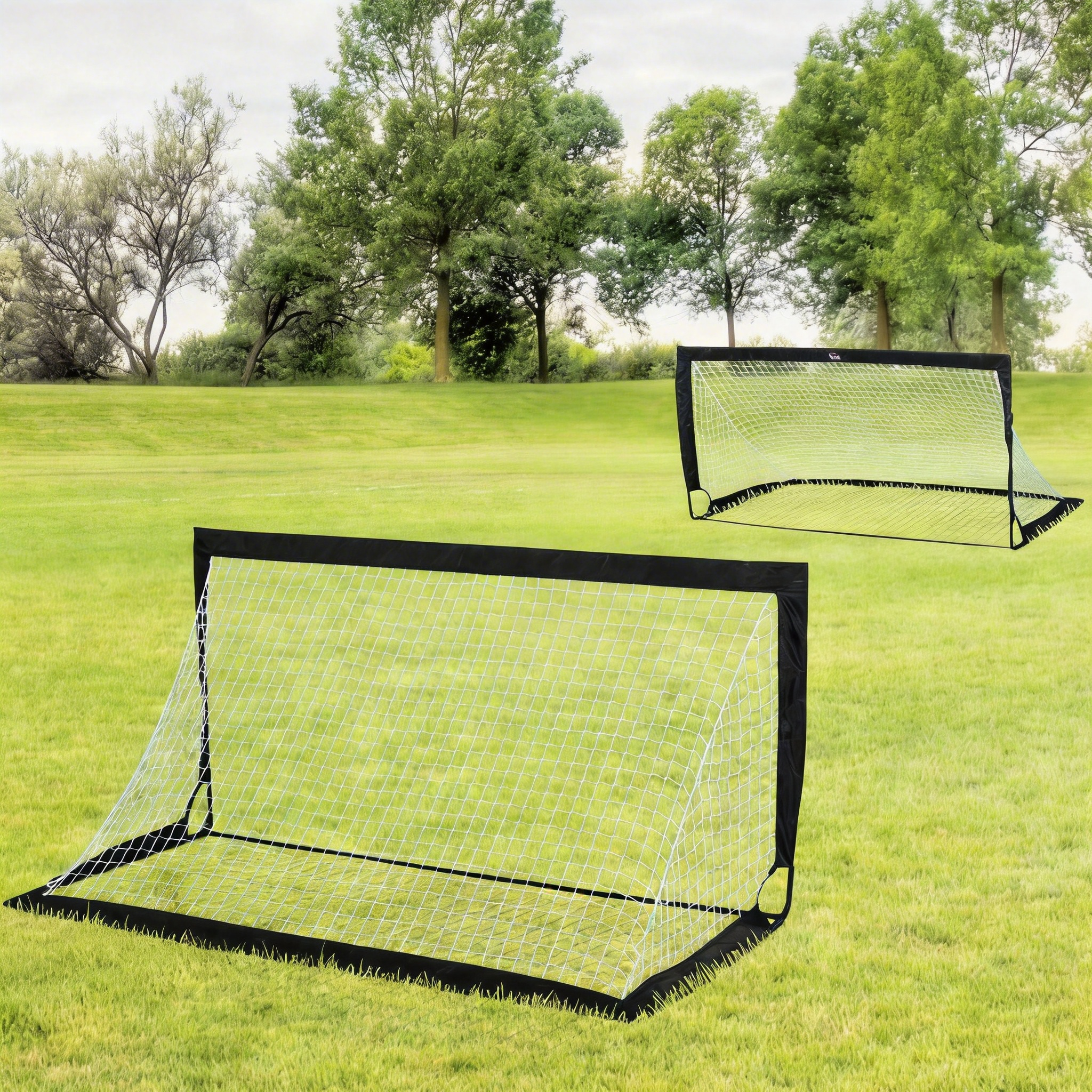 Balizas de Futebol HOMCOM em Metal e Tecido Oxford Preto 183x90x90 cm A62-015BK - 2