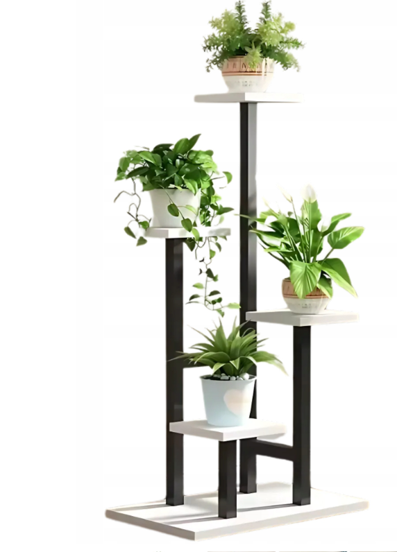 Kwietnik Artdesign stojący metalowy czarno-biały loft 4 poziomy 1 szt.