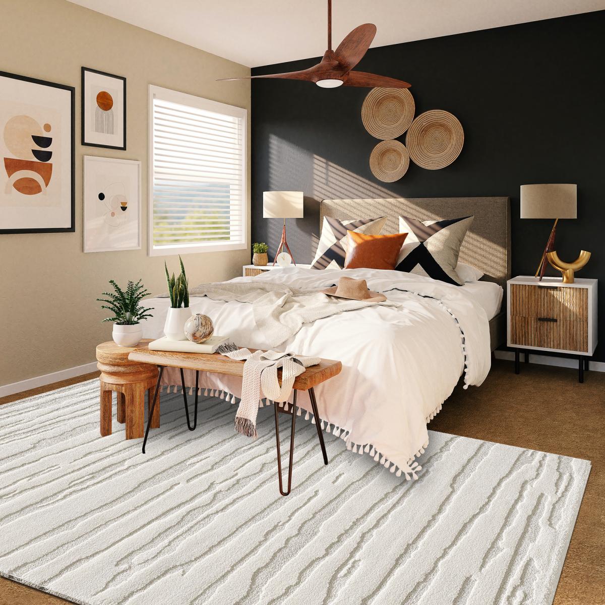 tapis salon 160x230 tissé crème rectangle motif simple LYN9 CERVAG - 6