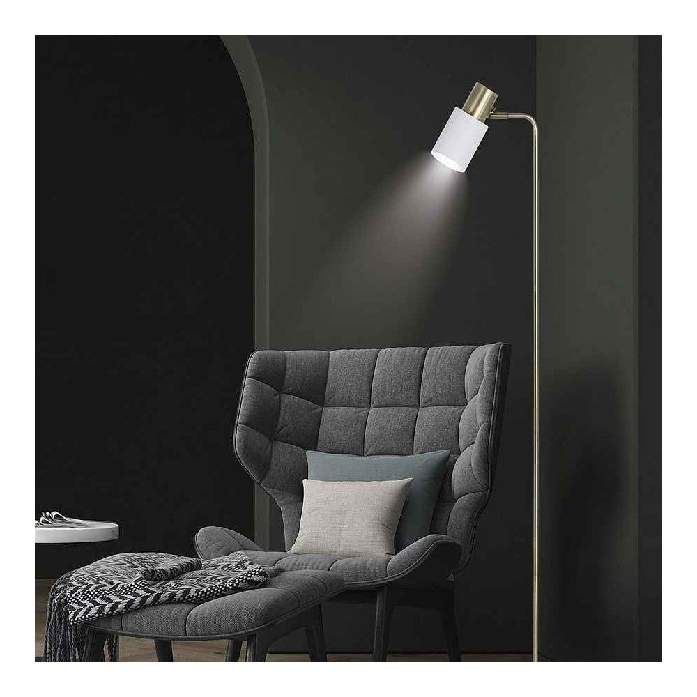 Lampe à pied blanche avec détails en cuir MAENA 1 lumière ALEMAR - 2