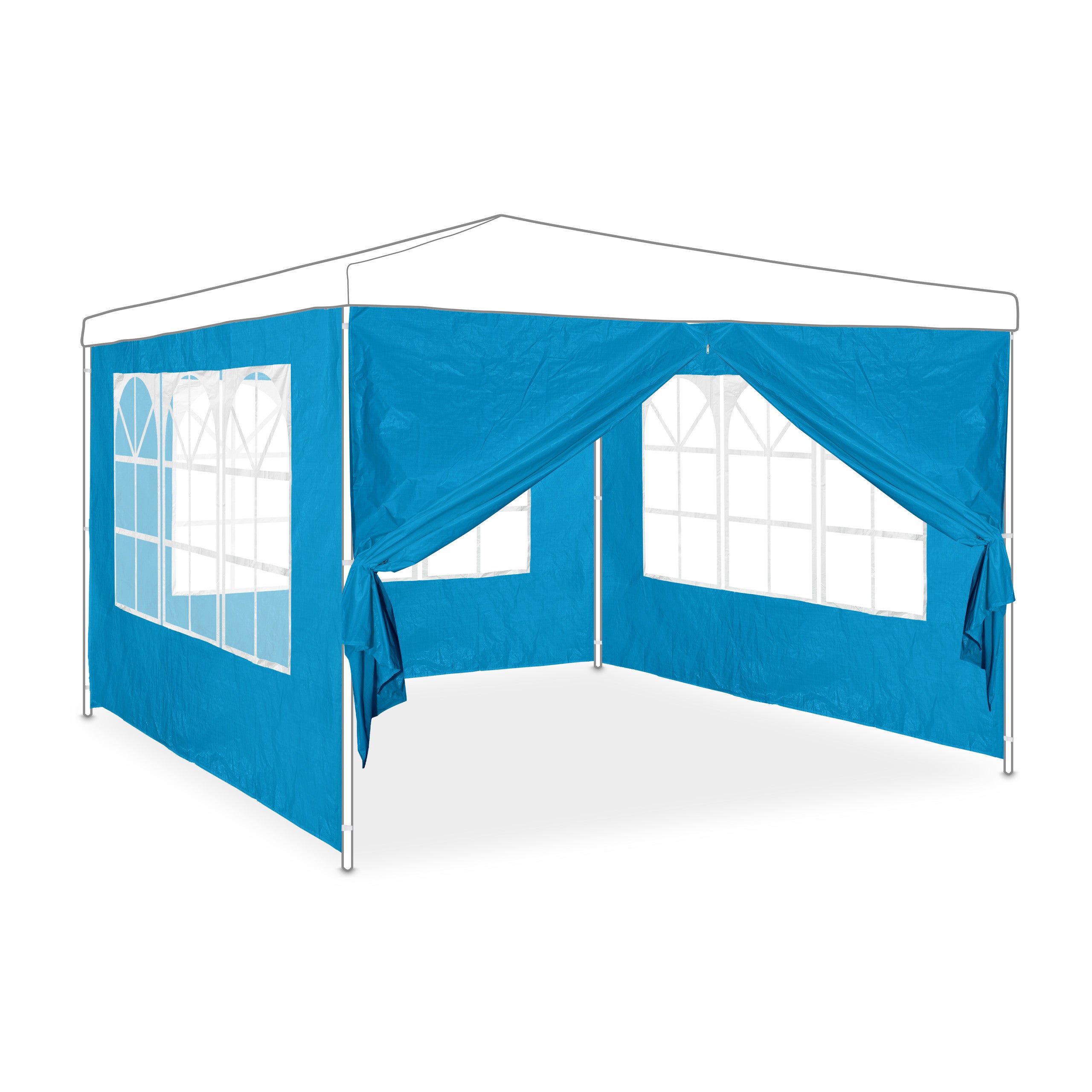 Tende per gazebo laterali, 4 pz, telo impermeabile in PVC, pareti 3x2 m, 3 con finestre, parasole, blu, Relaxdays | Leroy Merlin