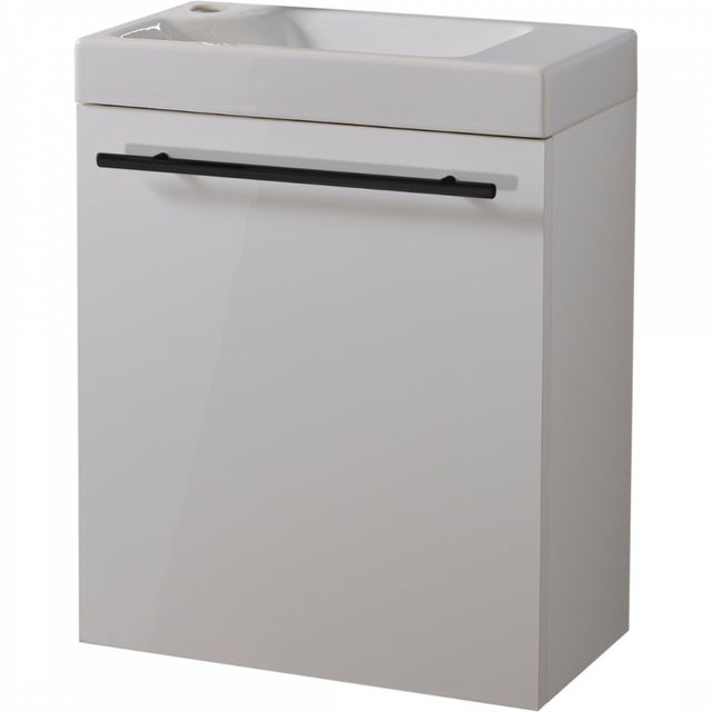 Meuble avec lave mains Hamac Blanc Solo et poignée noire