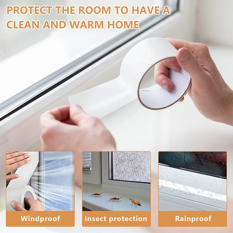 Cinta de sellado para ventanas (paquete de 2), resistente al viento y al polvo, tira de sellado, adecuada para huecos de puertas y ventanas, 5 cmx20m - 4