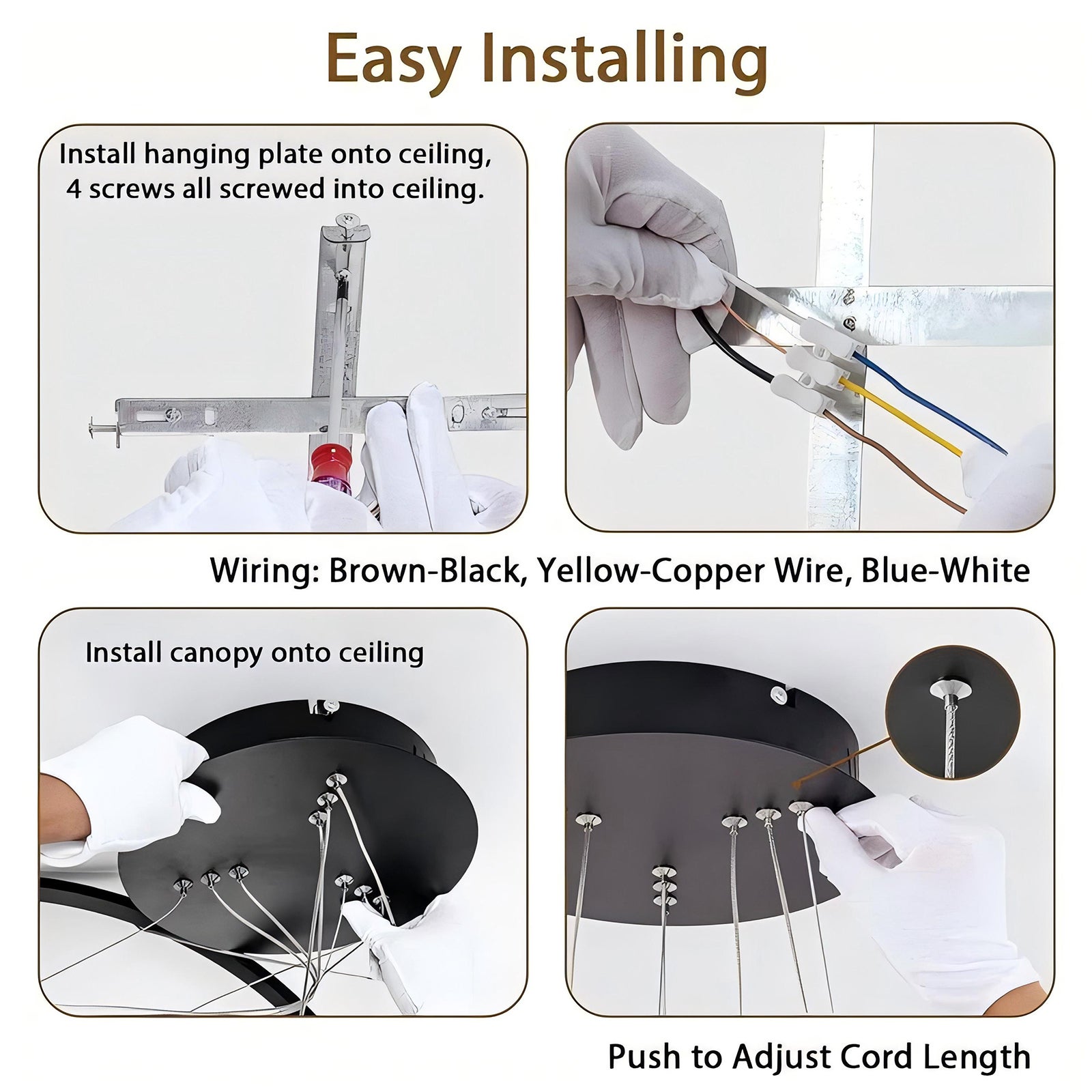 GOECO Suspension Luminaire dimmable - Lustre LED Moderne pour Salon Salle à Manger - Avec télécommande Hauteur Réglable - Noir - Ø.20+40+60cm - 9