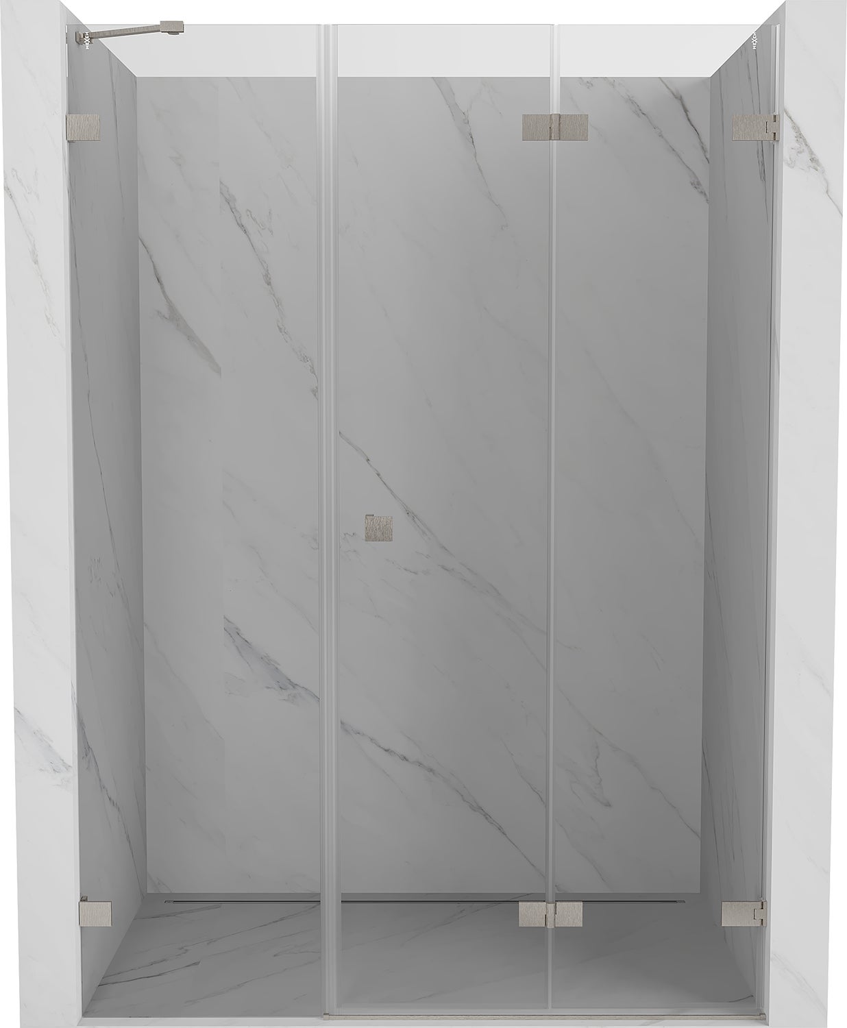 Mexen Lunar-F drzwi prysznicowe składane prawe 115 cm, transparent, nikiel szczotkowany - 836S-115-050-97-00-P