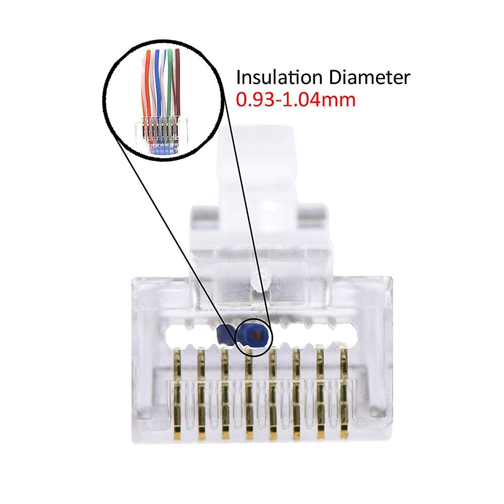 Lot de 25 Connecteur RJ45 CAT6 Embout de Connecteur Blindé Nickelé RJ45 8P8C Via Une Prise Modulaire Ethernet Imprimante - 2