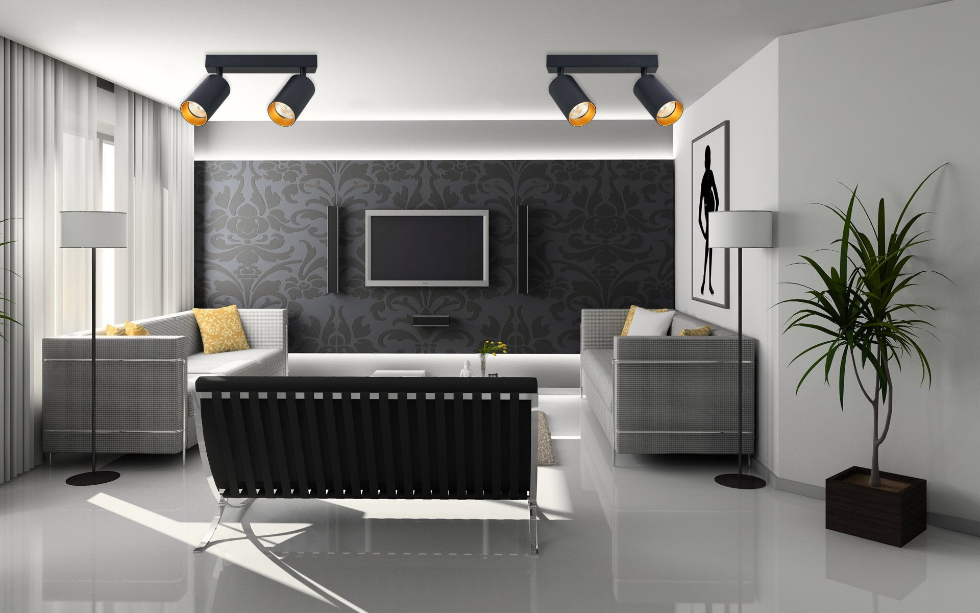 Lampa sufitowa Kinkiet podwójny GU10 LED Eris Gold regulowany czarny złoty MasterLED - 3
