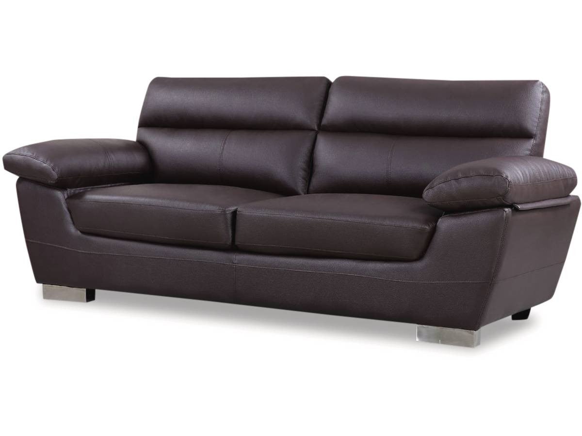 Kanapa z ekoskóry/PVC "Dallas" - 210 x 88 x 90 cm - 3 miejsca - Czekoladowa