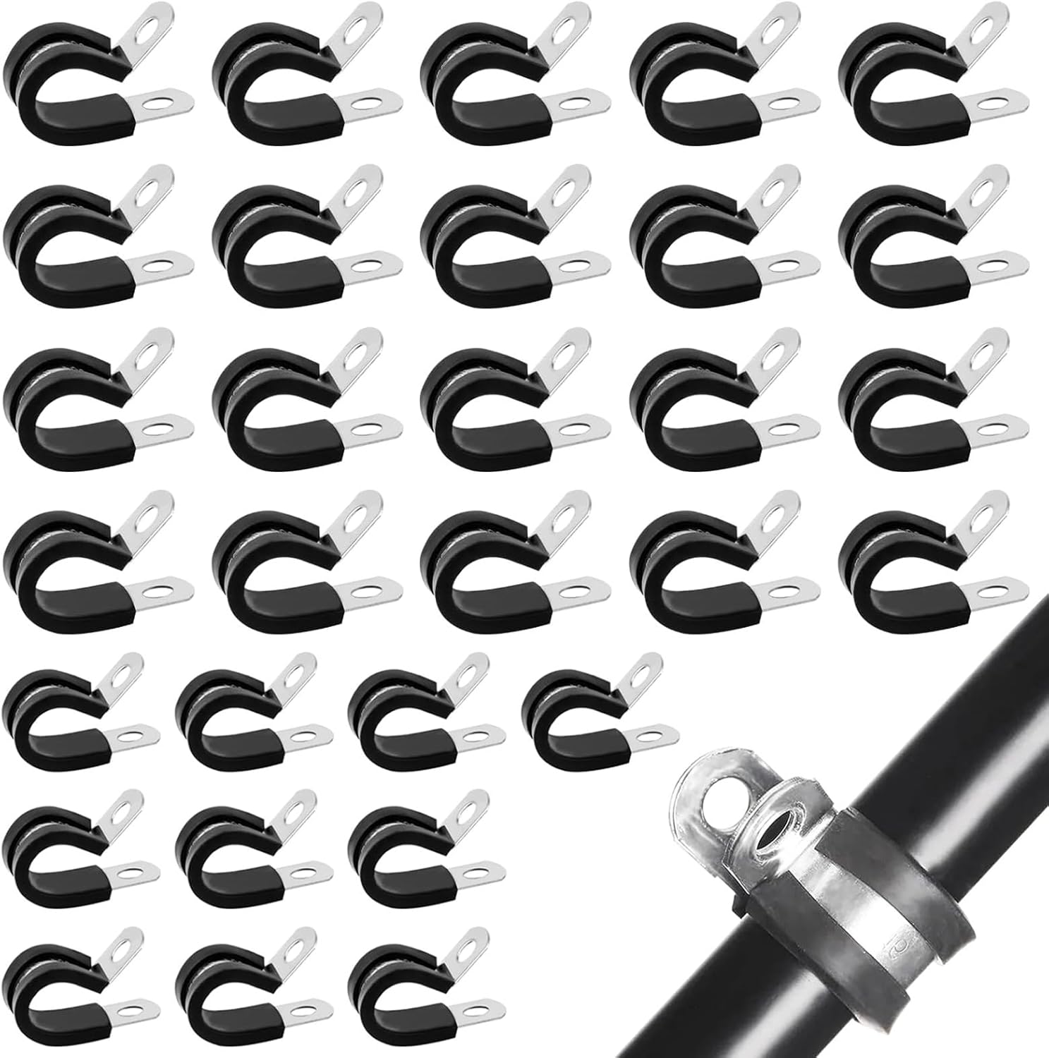 W4, Collier De Serrage En Caoutchouc P Doublé En Caoutchouc, 6 Mm X 5 Pièces