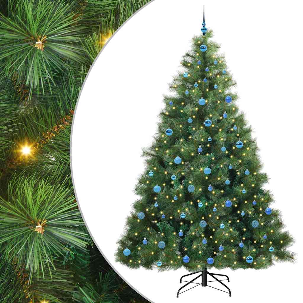 Sztuczna choinka z 300 diodami LED Zielony 240 cm PE i PVC
