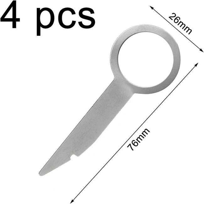 Kit 4 Clés D'extraction Autoradio Universel - Acier Inoxydable, 7 Cm - Compatible La Plupart Des Modèles De Voiture