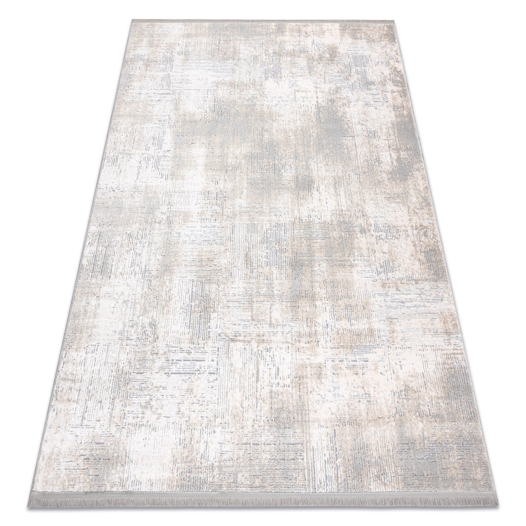 Dywan TULS nowoczesny, strukturalny, frędzle 51231 Vintage, przecierany kość słoniowa / szary 200x290 cm