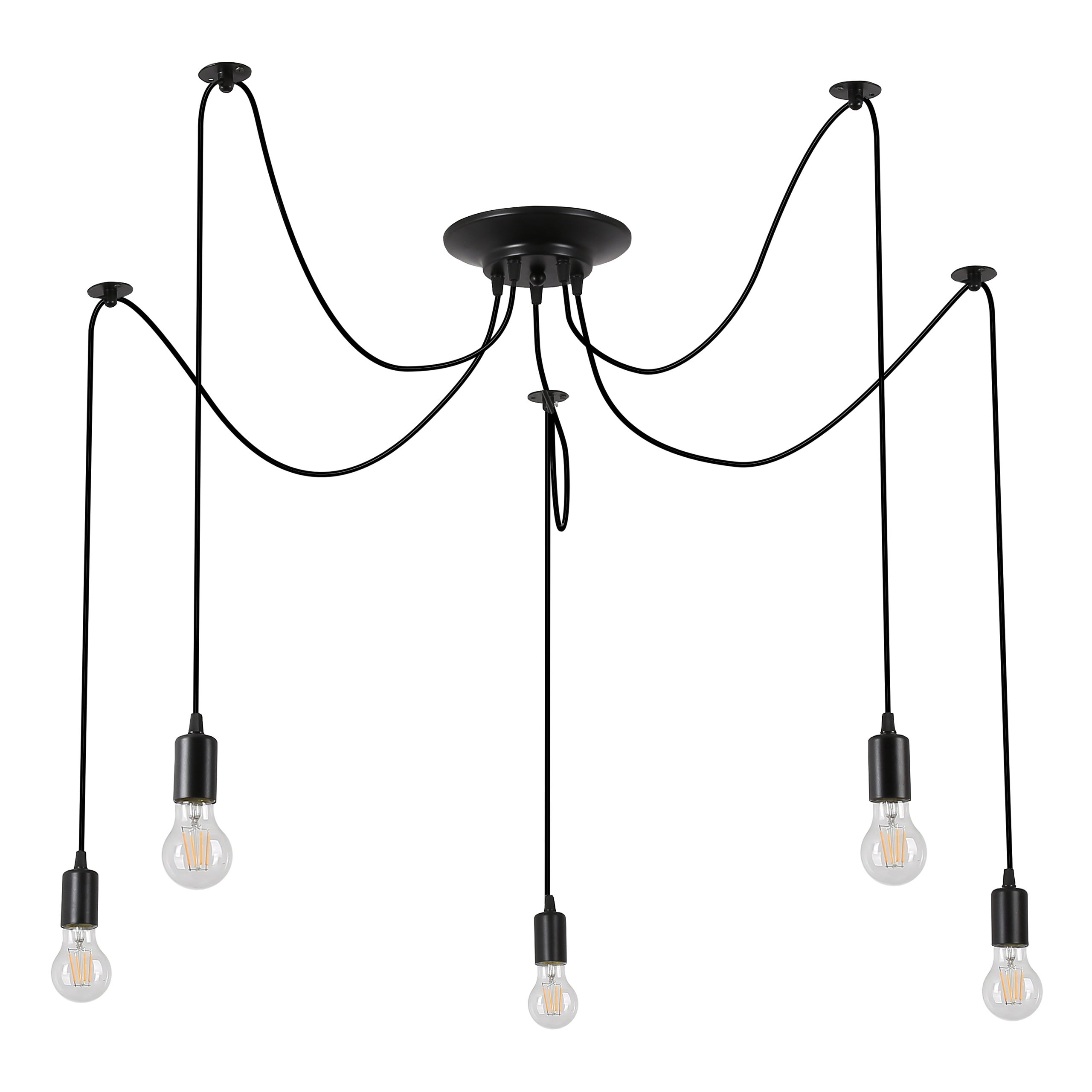 Lampa wisząca żyrandol Otto E27 5-punktowa IP20 czarna MasterLED