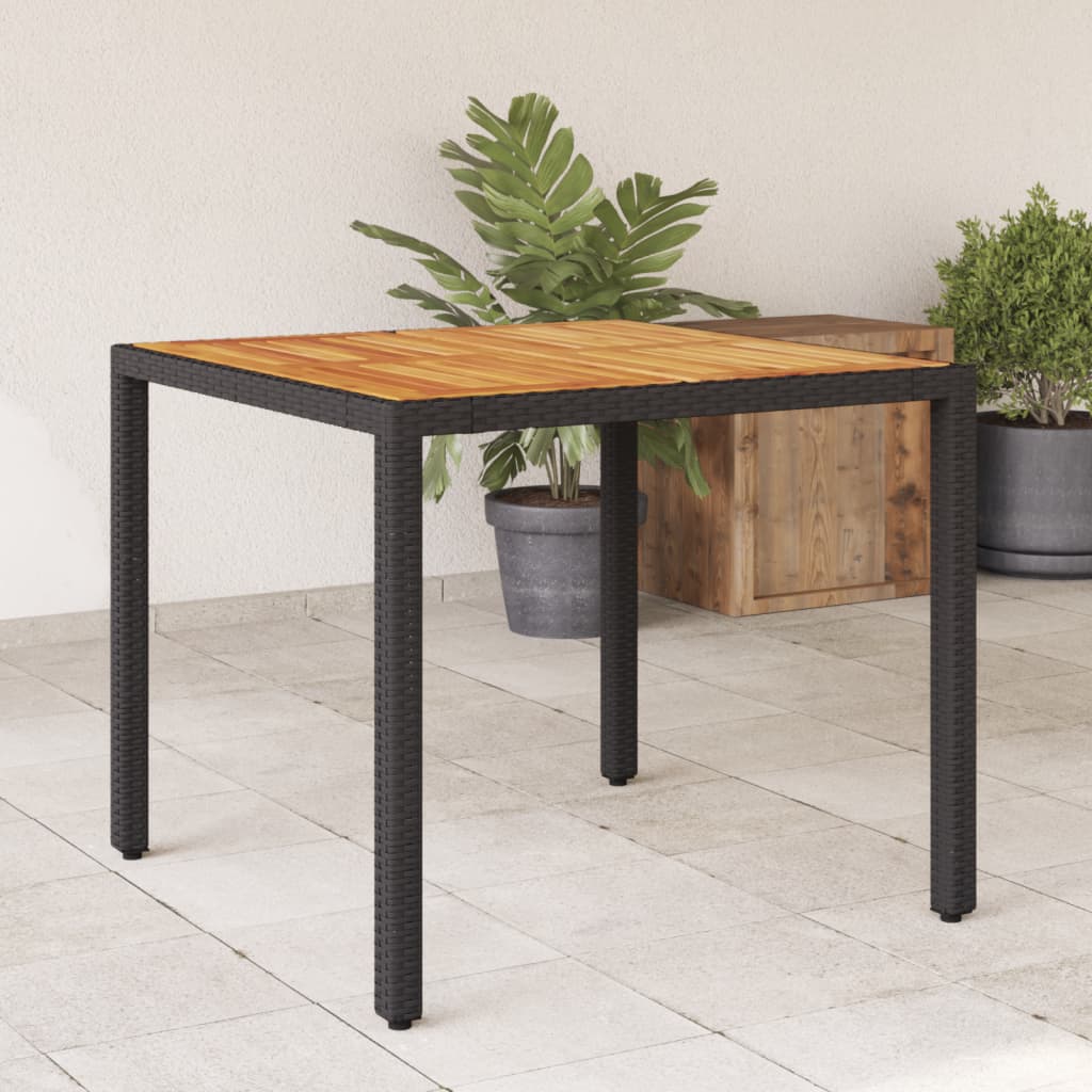 Table à manger de jardin rectangulaire en Résine tressée Noir - 2
