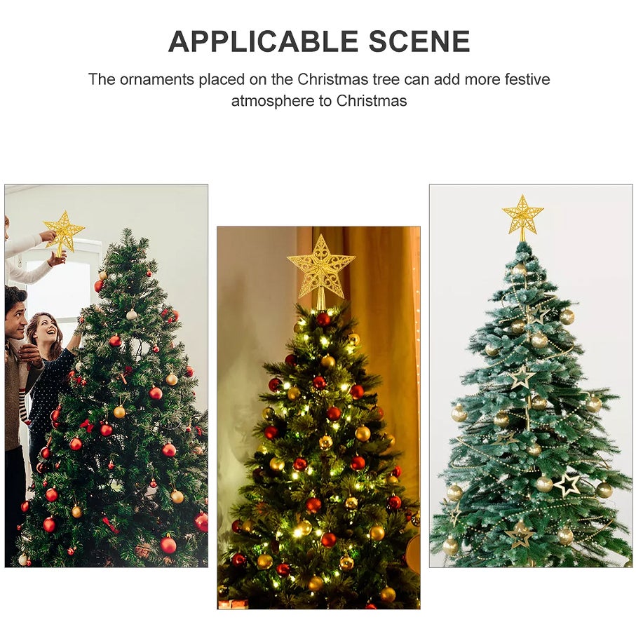 Topo de árvore de Natal, decoração de Natal, copa de árvore de Natal, enfeite de árvore de Natal, 20 cm (dourado) - 6
