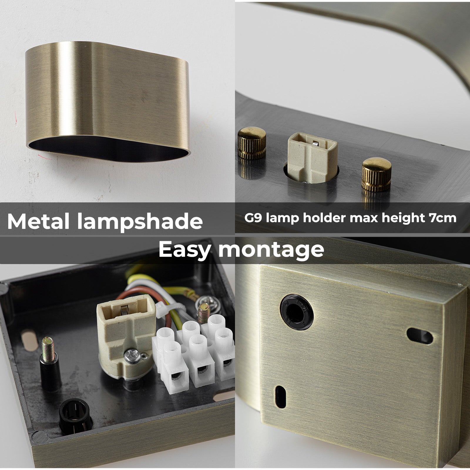 Applique da Parete per Interni Bronzo Invecchiato “BAYONA PRO” – Luce Su e Giù, Struttura Metallica, Attacco G9 (Lampadina Non Inclusa) - 4