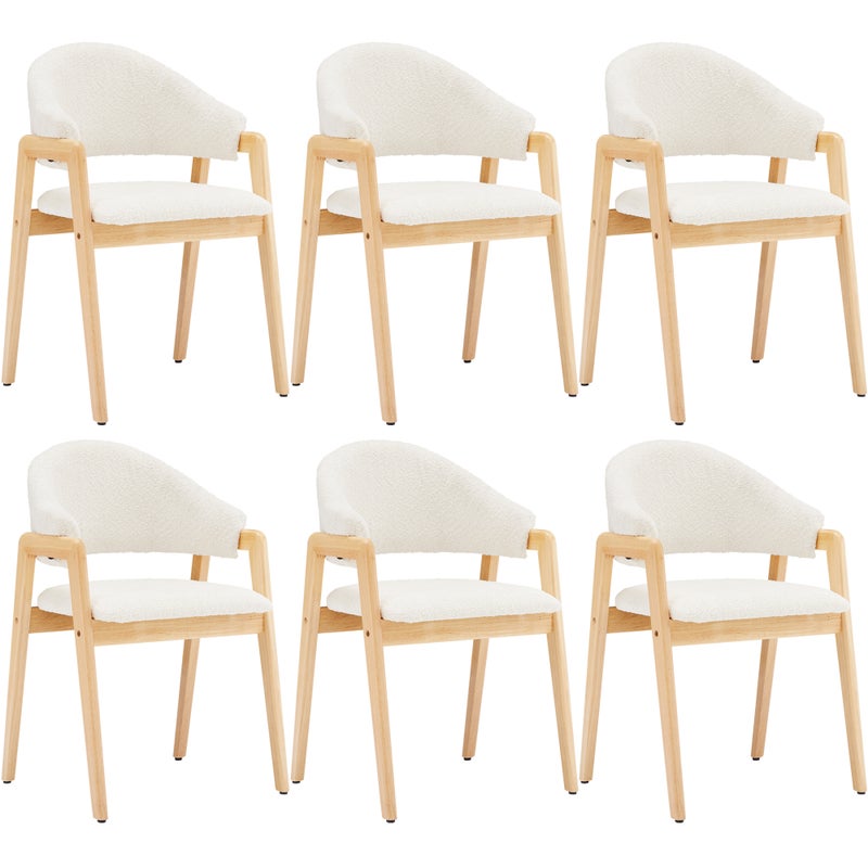Zestaw 6 krzeseł do jadalni Sherpa - 57 x 54 x 82 cm - drewno kauczukowe - białe