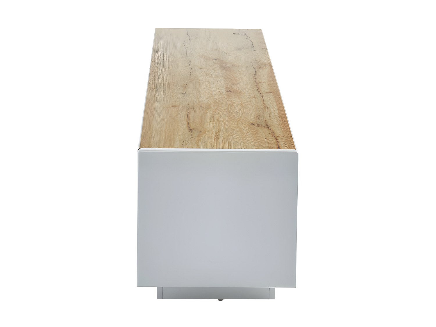 Meuble TV AMANI - 2 portes & 1 tiroir - MDF - Coloris: Blanc laqué et chêne - 5