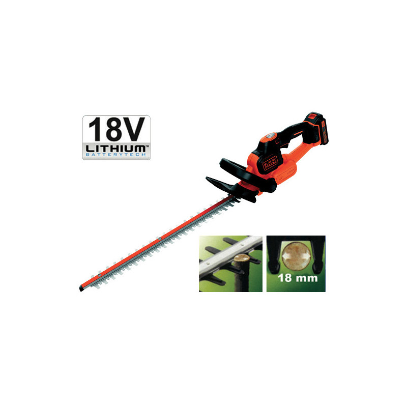 Black and Decker Cortasetos PowerCommand CUT GTC18502PC-QW con una batería 18V 2Ah Litio 50cm 18mm