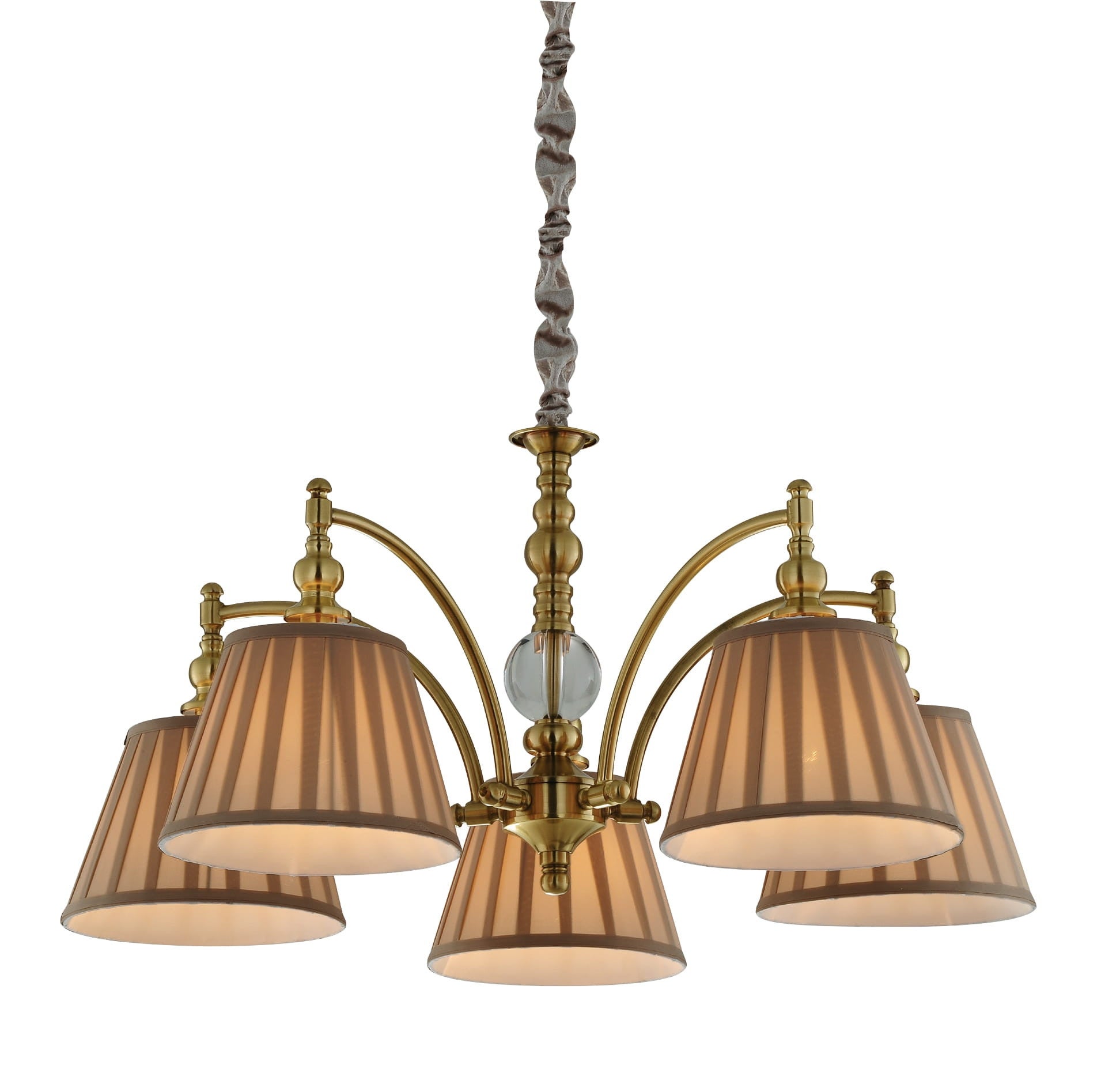 Lampa wisząca Austin mosiądz-beżowa 5xE14x40W wym: 135 x 82 x 82 cm metal Candellux