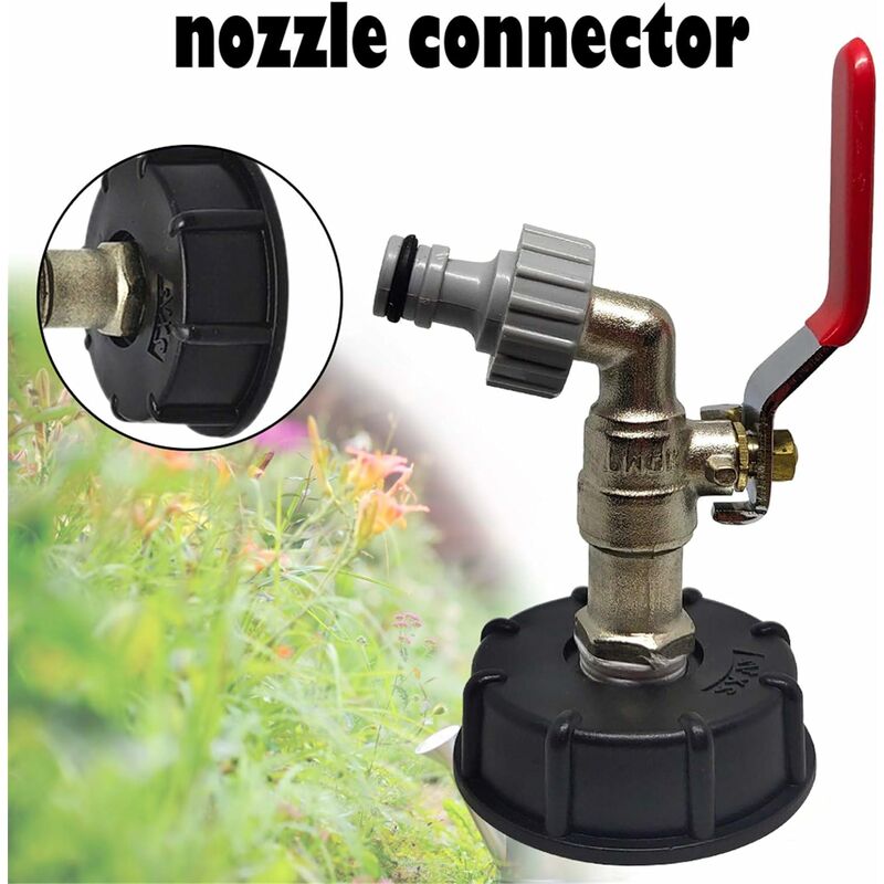 Robinet Cuve 1000l,Robinets de jardin,Adaptateur de boîte de rangement d'eau IBC 1/2 pouces,adaptateur robinet tuyau arrosage,Pour recuperateur eau de - 2
