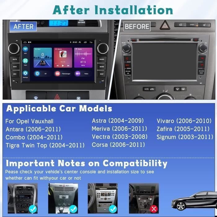 1+32G Android 13 Autoradio avec Wireless Carplay Android Auto pour Opel Corsa Astra Vectra Zafira Meriva Vivaro, 2 Din 7''.[Z1569] - 8