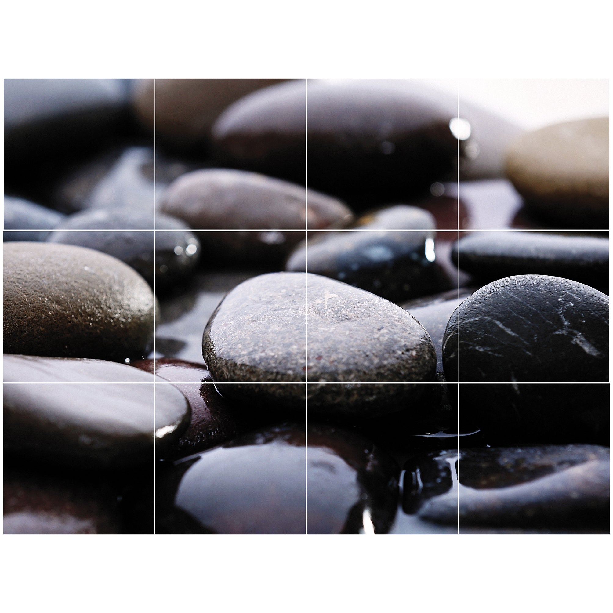 Sticker adhésif homestaging, galets posés sur un couleur d'eau, thème nature et fraîcheur, x12, 15 cm X 15 cm - 2
