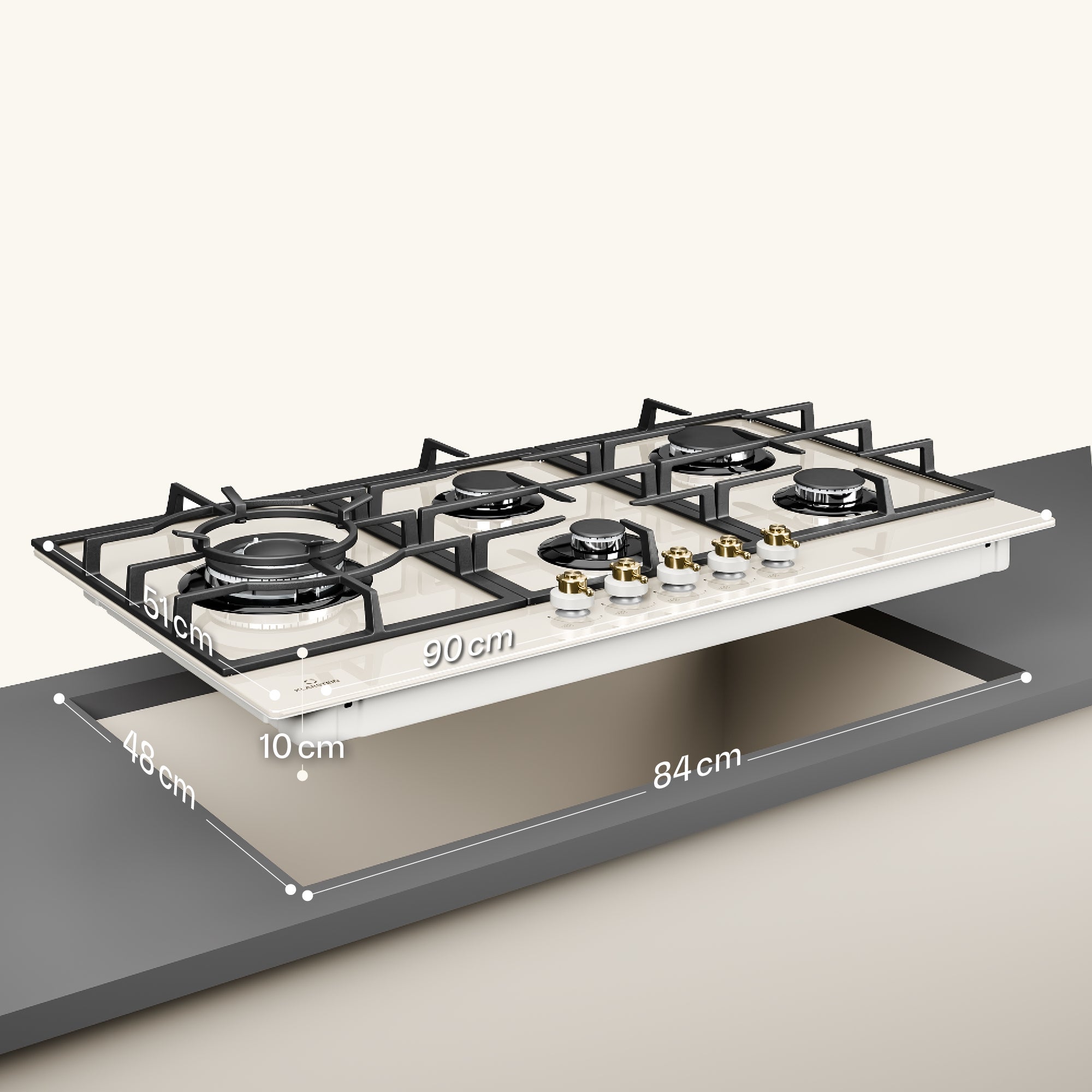 Klarstein Plaque de Cuisson Gaz Table de Cuisson 5 Brûleurs Plaque de Cuisson Encastrable 11100W Gaziniere Ivoire - 8