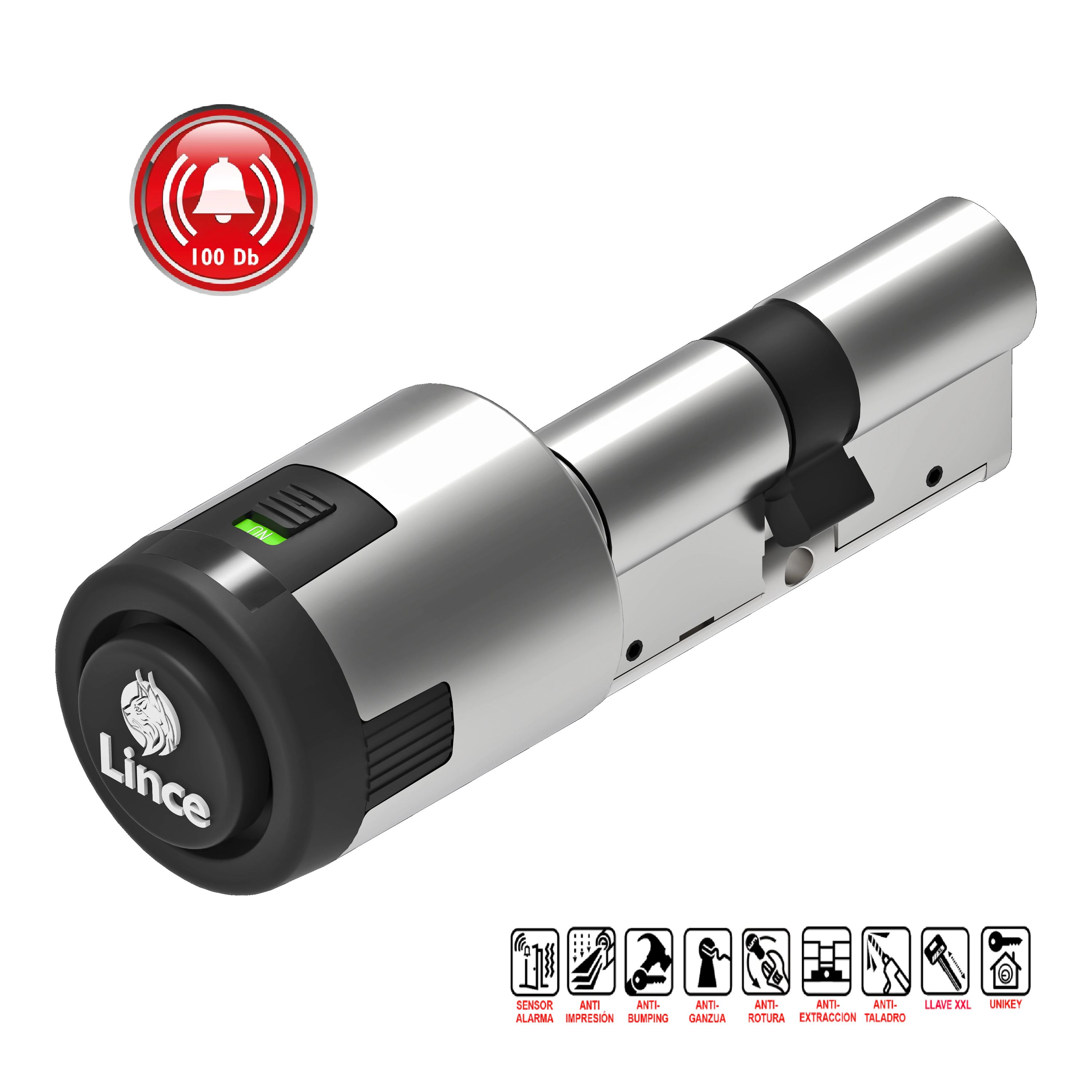 Cilindro con allarme LINCE CPLUS ALARM da 30 + 30 mm nichelato - 4