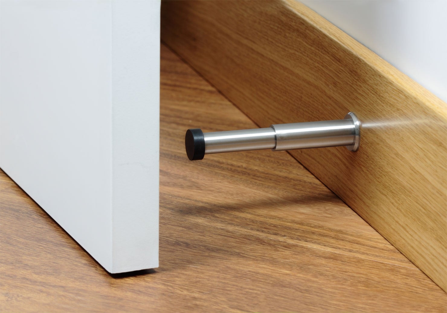 Butoir mural réglable | Installation à vis | Acier inoxydable | Finition mate | Caoutchouc noir | 88-125 mm | I-182-TPRAM - 2