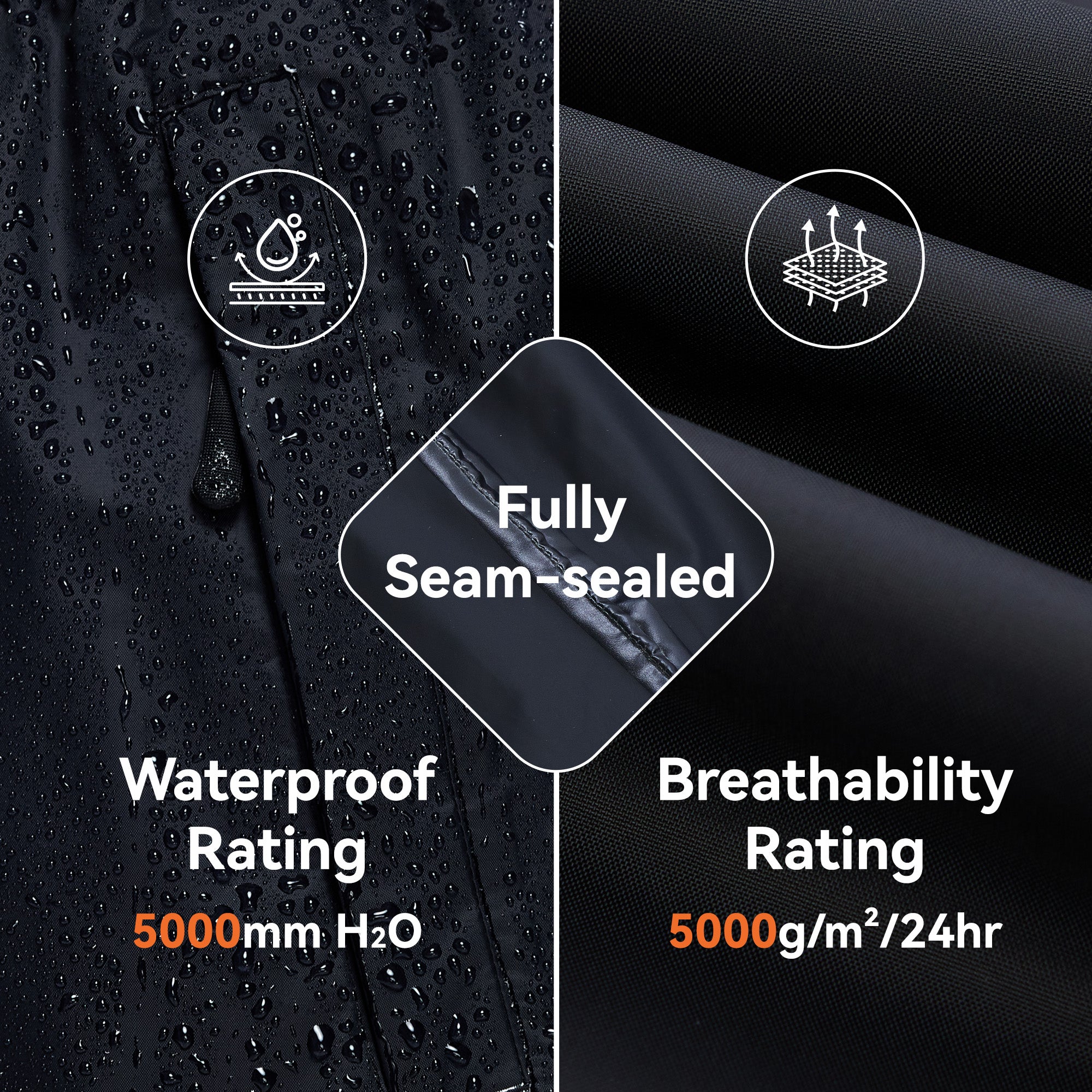 Pantalon de Travail/Pluie Taille 38 Imperméable et Pliable Femme - Léger, Respirant et Coupe-vent, avec Sac de Rangement - Noir M - 4