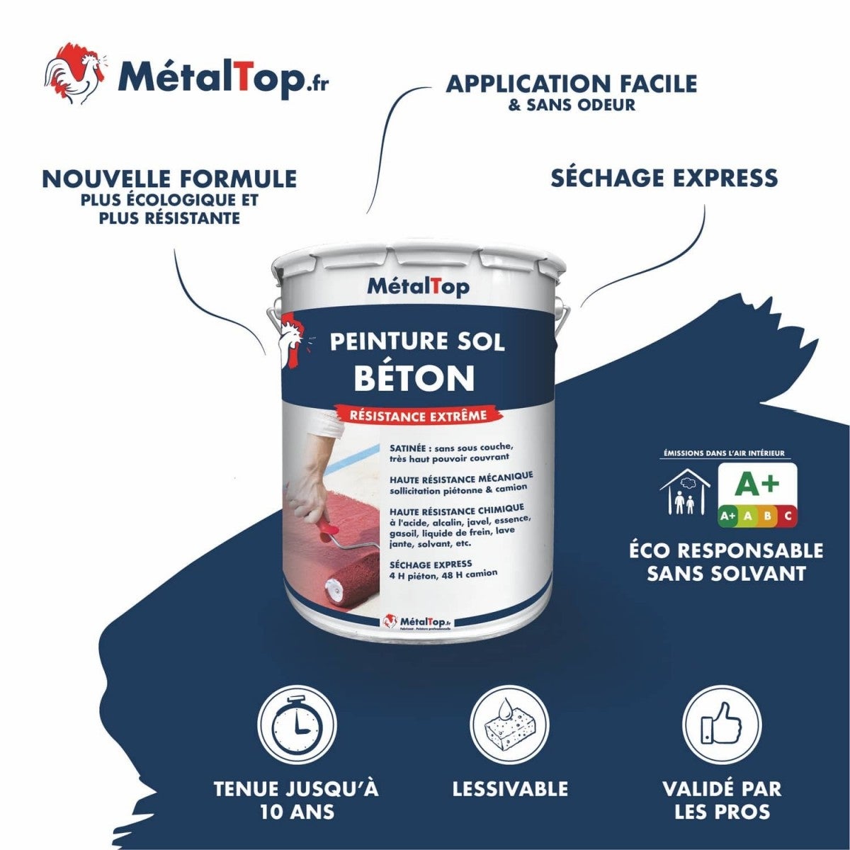 Peinture Sol Beton - Noir foncé - RAL 9005 - 5 L - Métaltop - 3