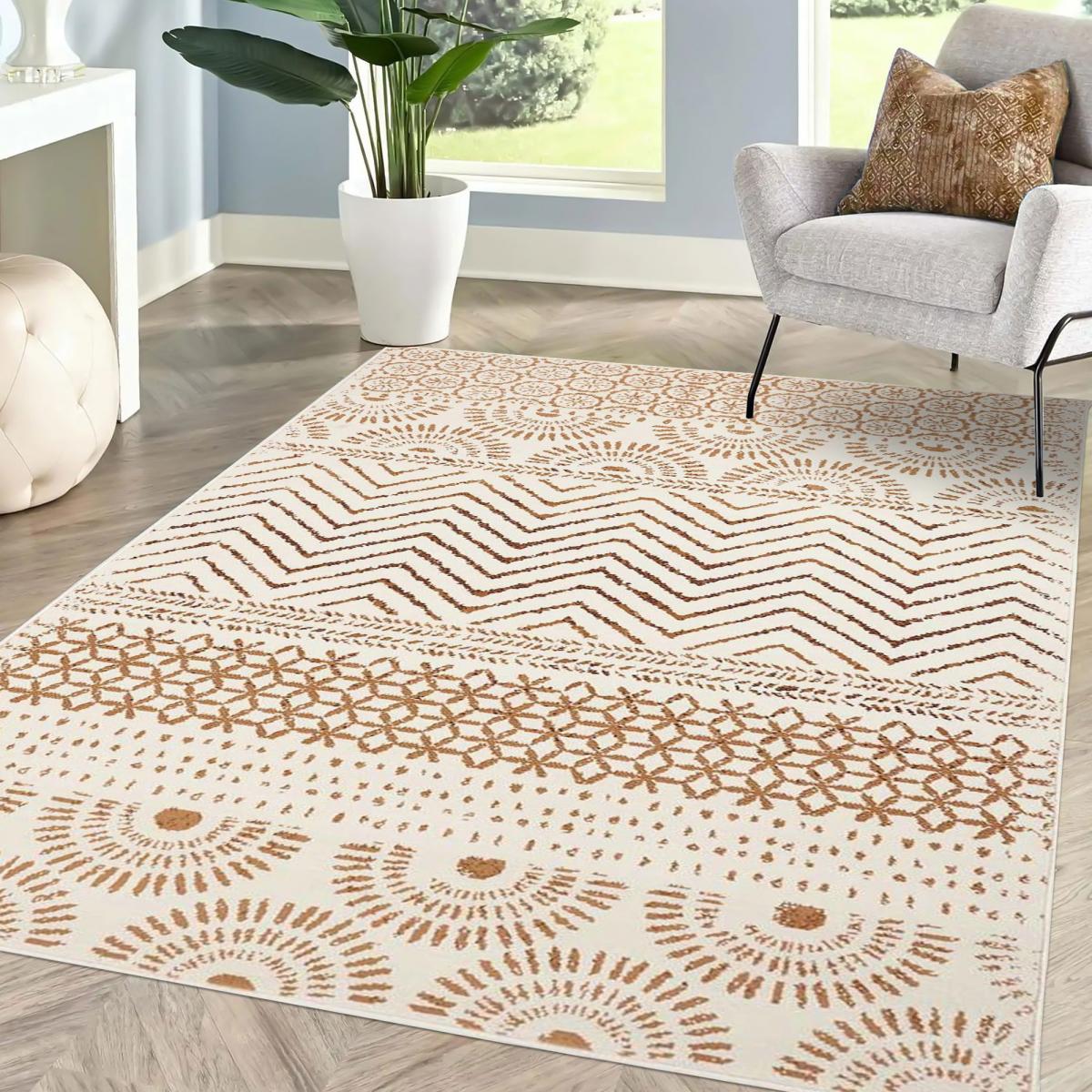 Tapis berbère 80x150 tissé motif ethnic LYN1 ORIENVAG crème - 2