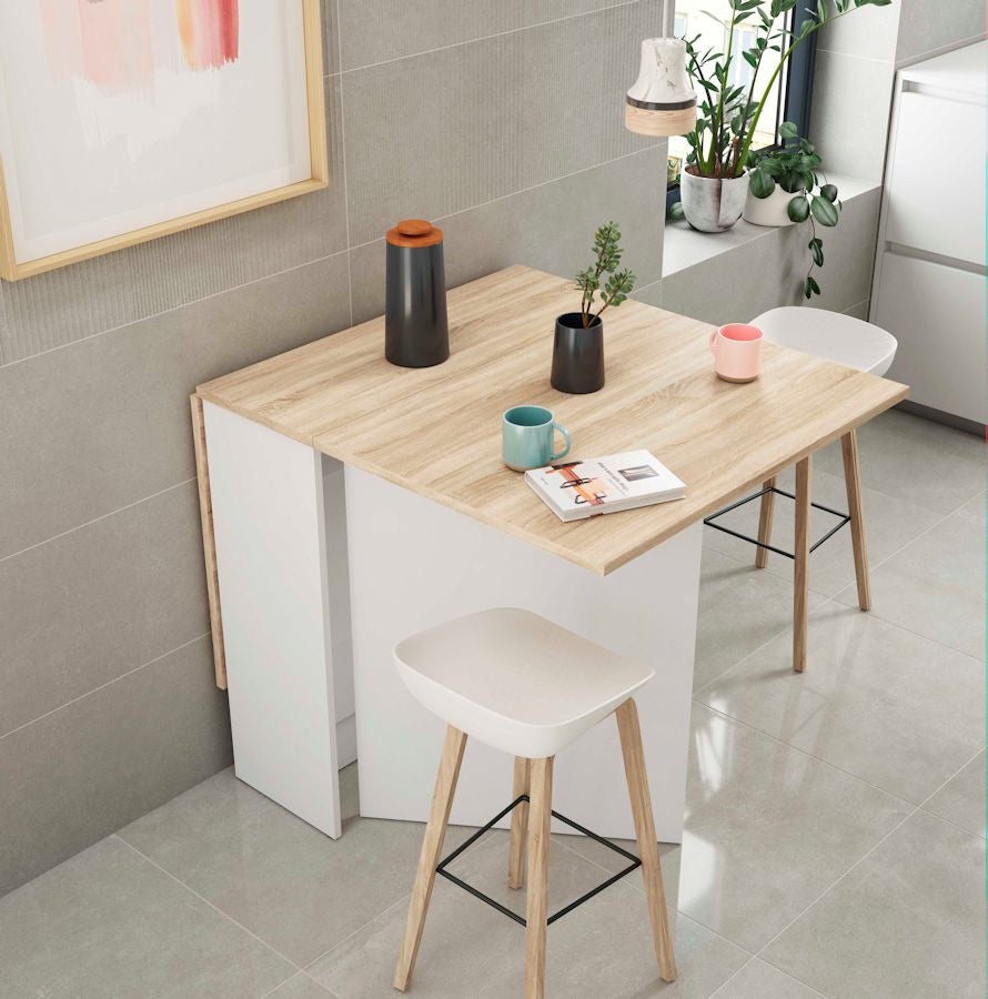 Tavolo da cucina ad ala battente Volare White Artik e Rovere canadese 78 A X 31 AN X 77 P - 2