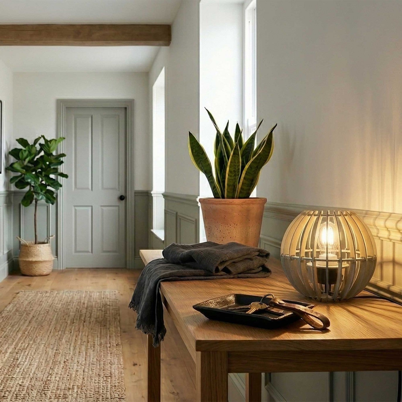 Lampe à poser en bois bicolore - COBLENCE - Blanc et naturel - C-Création - 8