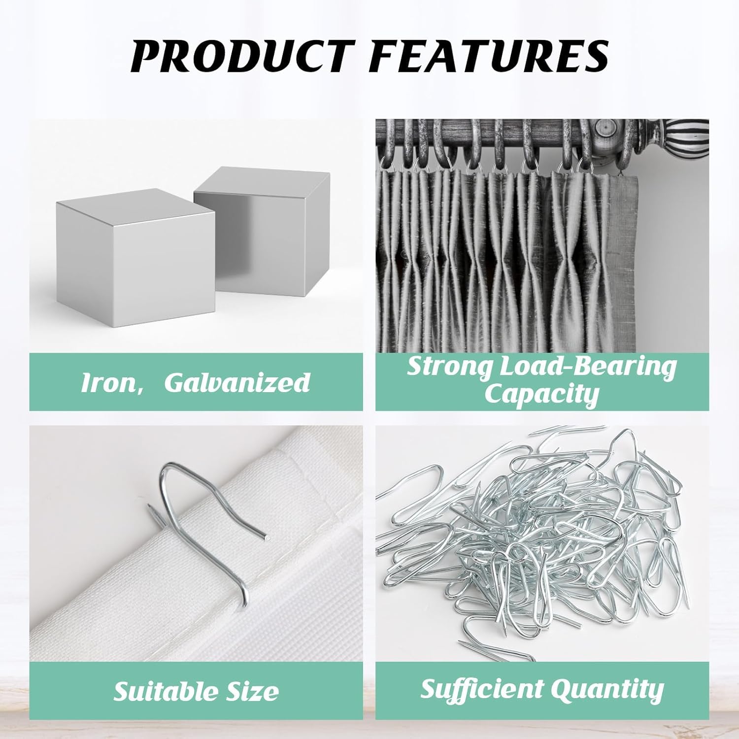 32 Ganci Acciaio Inox Per Tende | Ganci 4 Punte Per Tende Pieghettate E Tenda Doccia - Foto 3