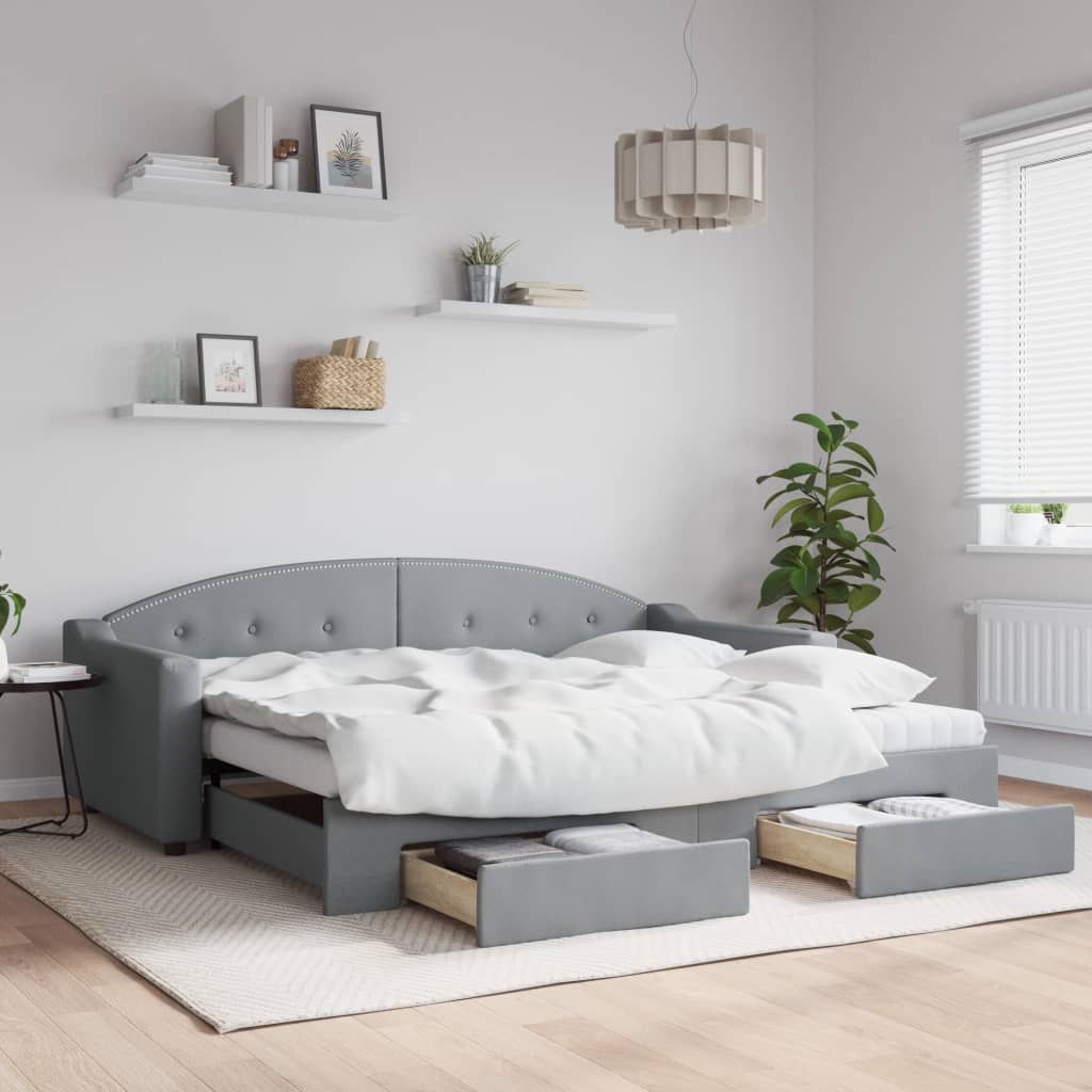 Maison exclusive - sofá cama nido con cajones tela gris claro 90x200 cm