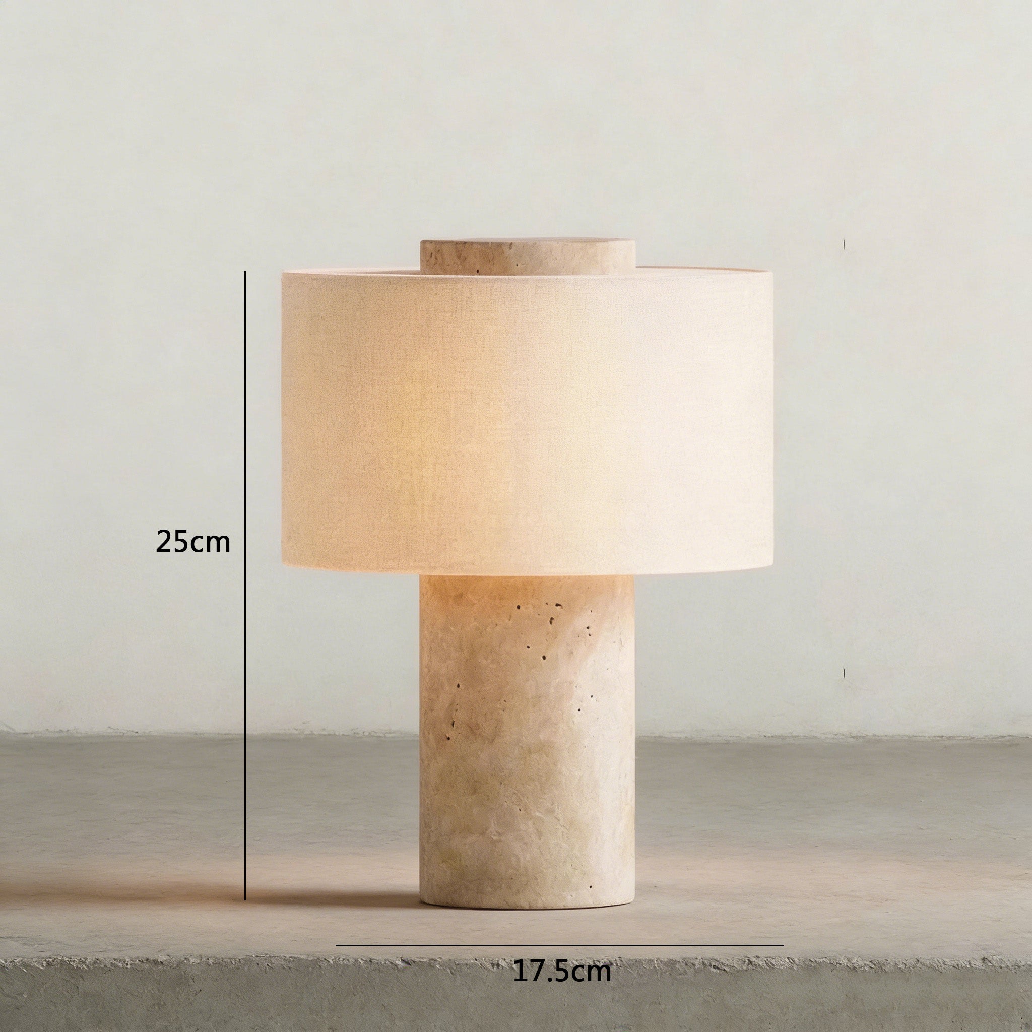 NICOLA Lampe de Table Travertin à Prise Secteur, LED Dimmable, Abat-jour en Tissu, Lampe de Chevet Minimaliste Luxe pour Chambre, Bureau et Hôtel - 2