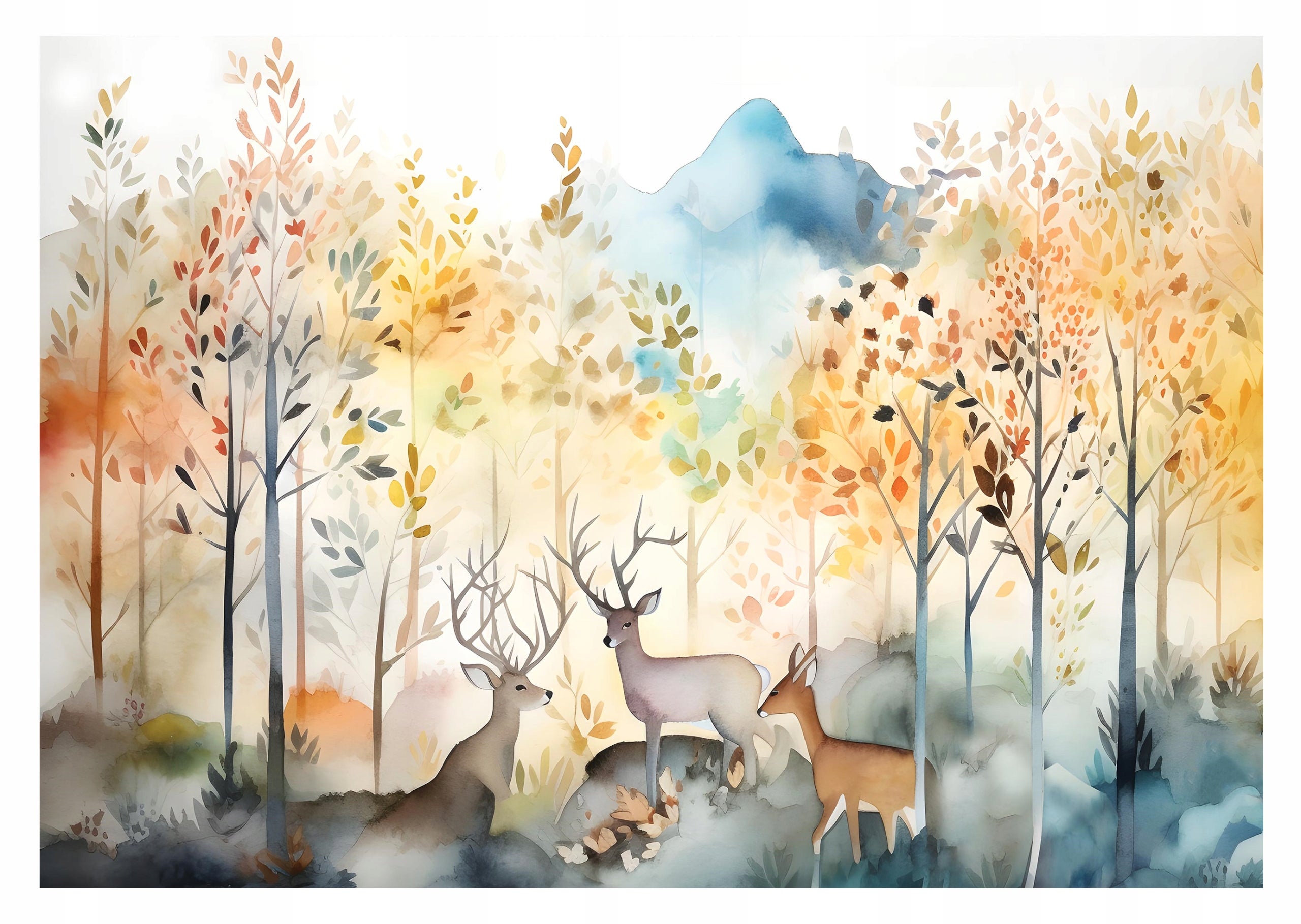 Adesivi Murali Per Cameretta - Foresta Sognante Con Pini E Animali, Rimovibili E Facili Da Applicare - 5