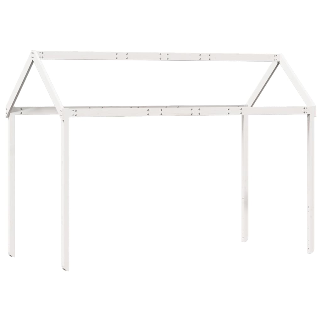 Lit haut avec toit blanc 75x190 cm bois de pin massif - 6