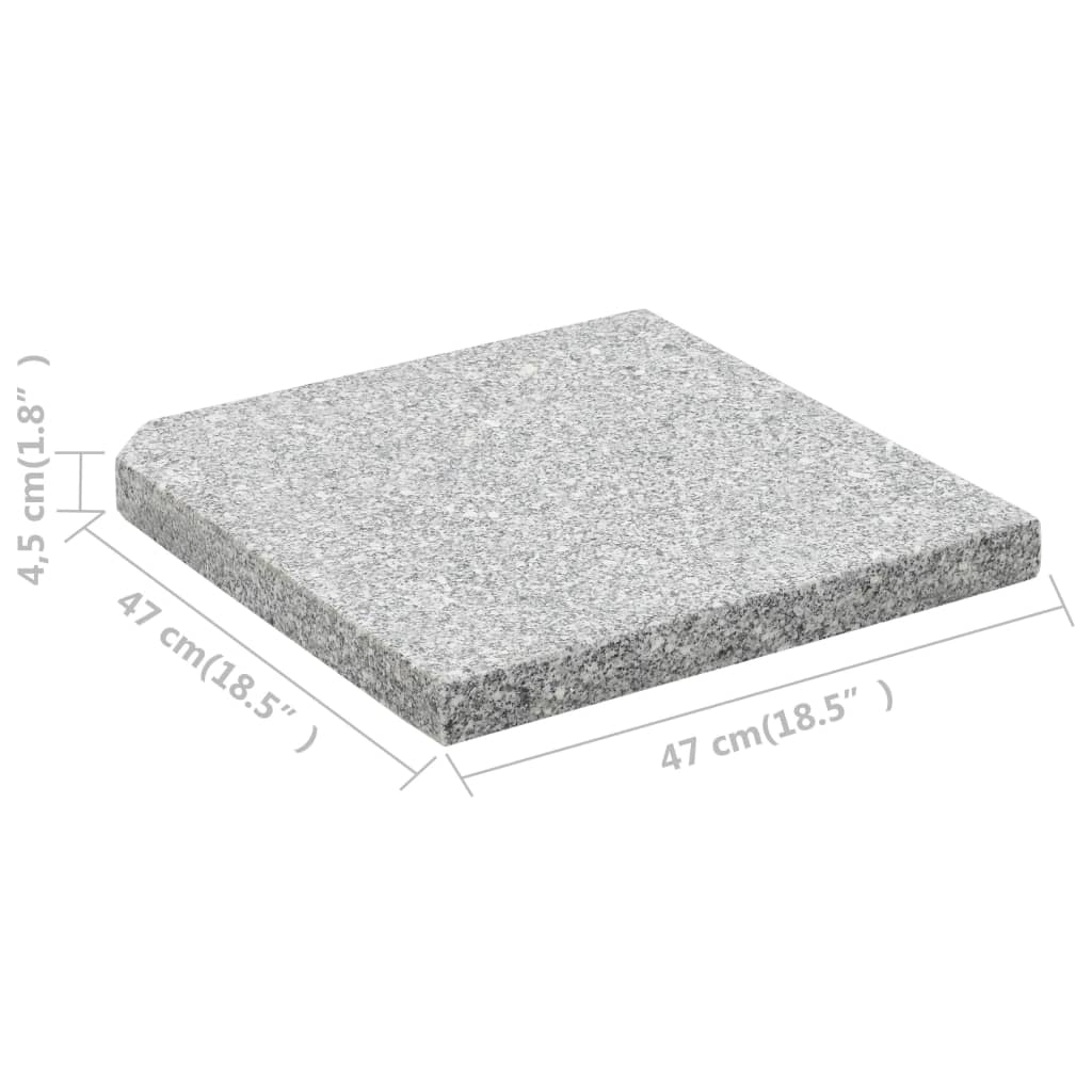 Plaques de poids de parasol 4 pcs Granit Gris Carré 100 kg - 8