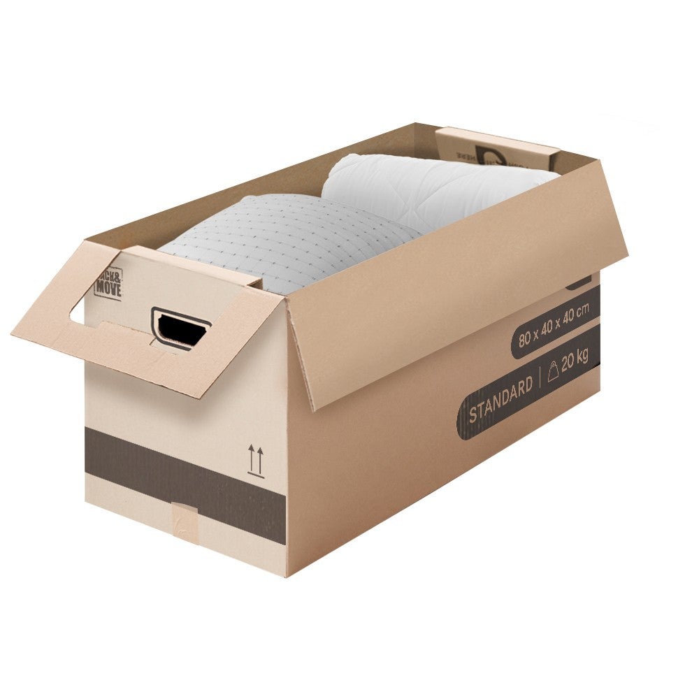 Pack and Move - Lot 60 cartons déménagement XL - 80 x 40 x 40 cm - Poignées renforcées - 3 adhésifs offerts - 8