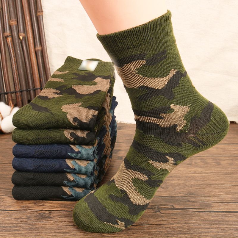 Lot de 10 paires de chaussettes camouflage homme, cadeau militaire, chaussettes de travail, vertes - 2
