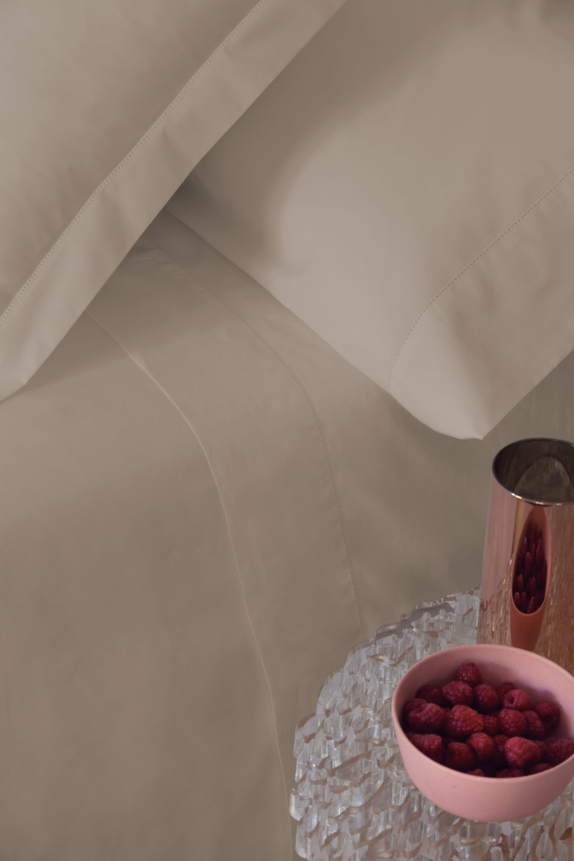 Lençol de baixo percal 200 fios bege vison para cama de 150 cm - 3