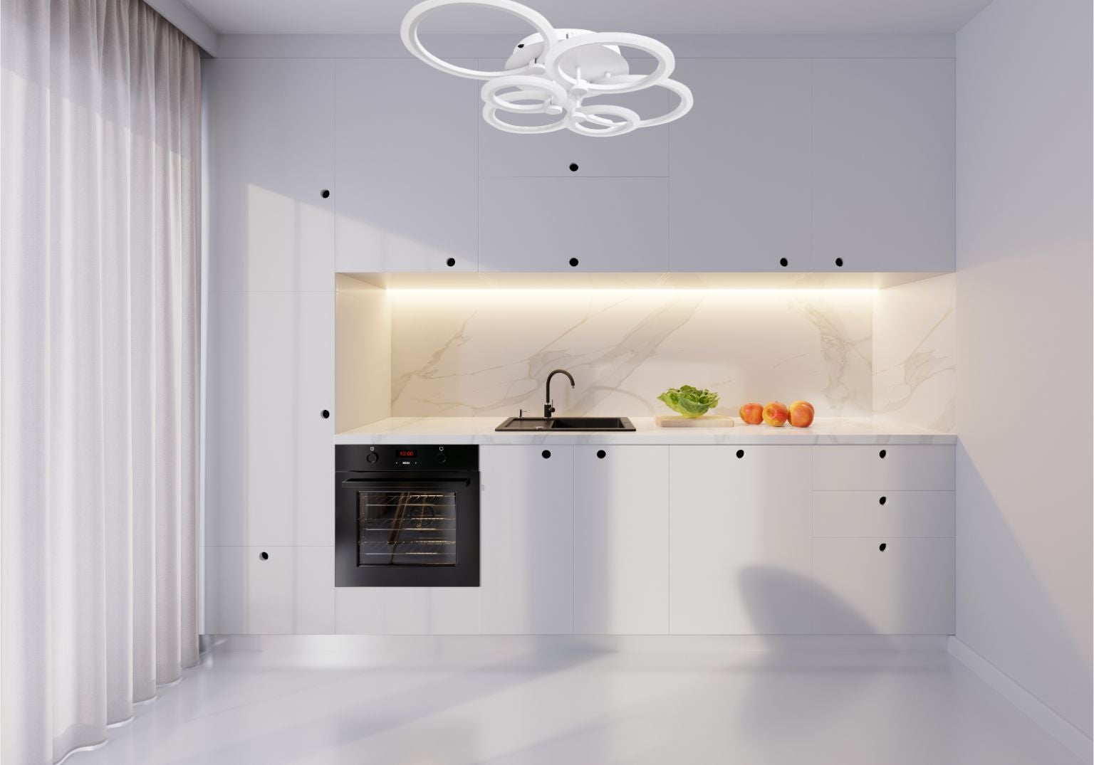 Lampadario Plafoniera LED dimmerabile cambio colore Maka 3000K 4000K 6500K 8640 LM 48Wx2 luminoso regolabile telecomando cucina soggiorno 6 Cerchi - 4